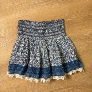Poupette St. Barth Blue and White Floral Mini Skirt